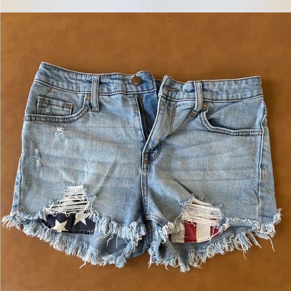 Patriotic Light Blue Denim Shorts